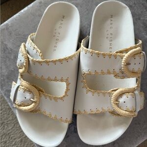 Marc Fisher White and Tan Sandals